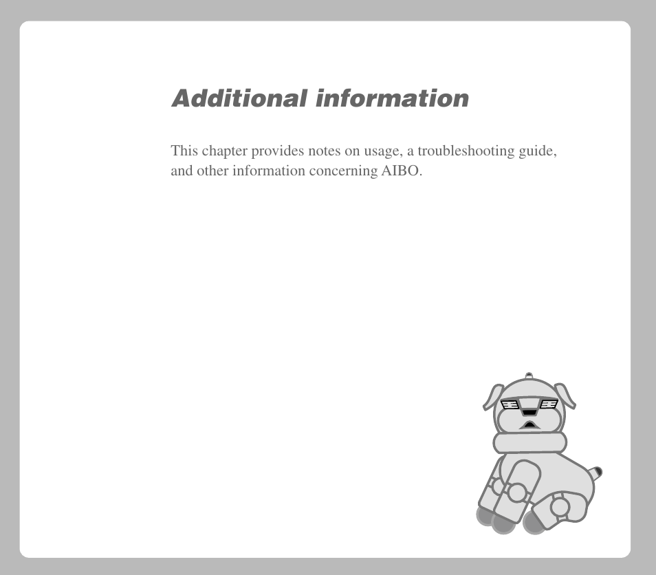 Additional information | Sony AIBO ERS-31L User Manual | Page 41 / 64