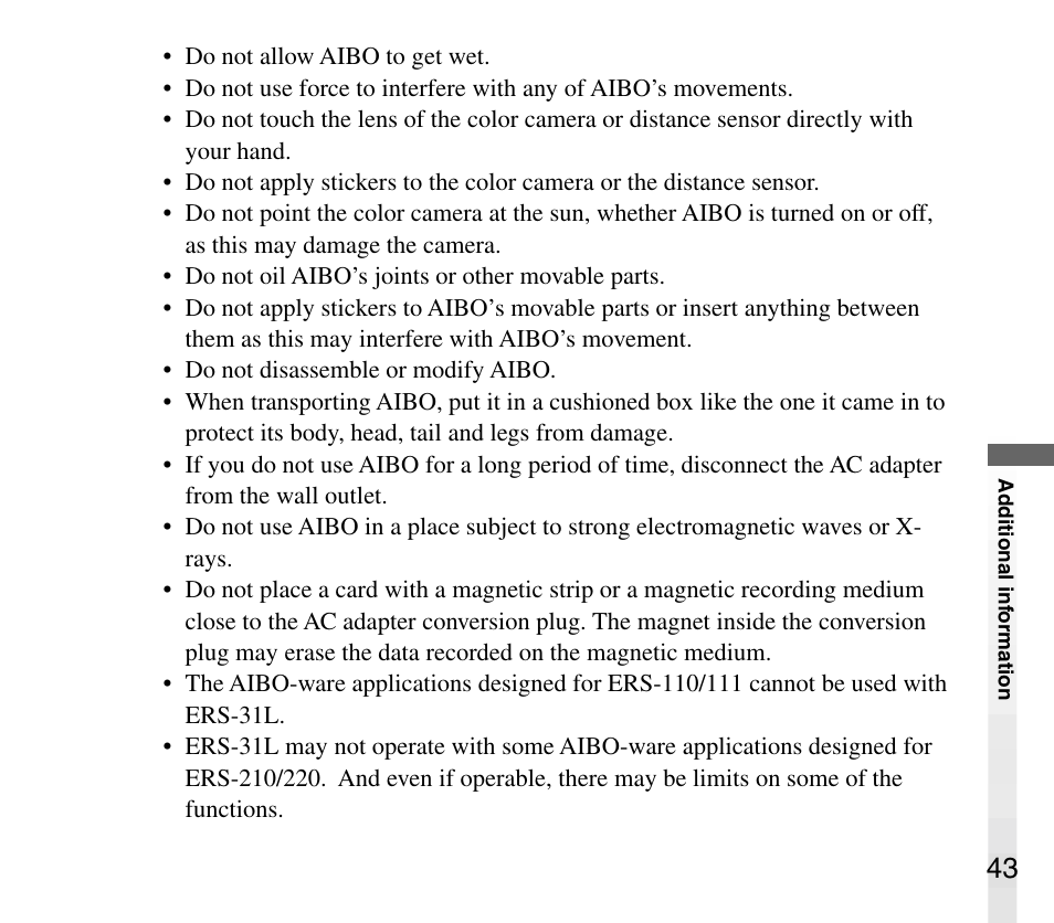 Sony AIBO ERS-31L User Manual | Page 43 / 64