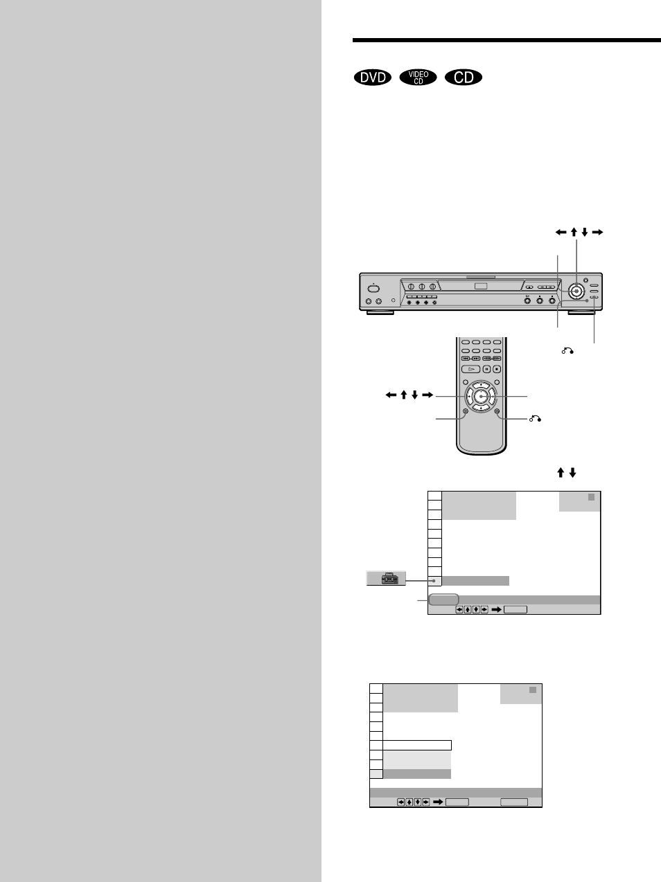 Settings and adjustments, Using the setup display | Sony DVP-K360 User Manual | Page 56 / 80