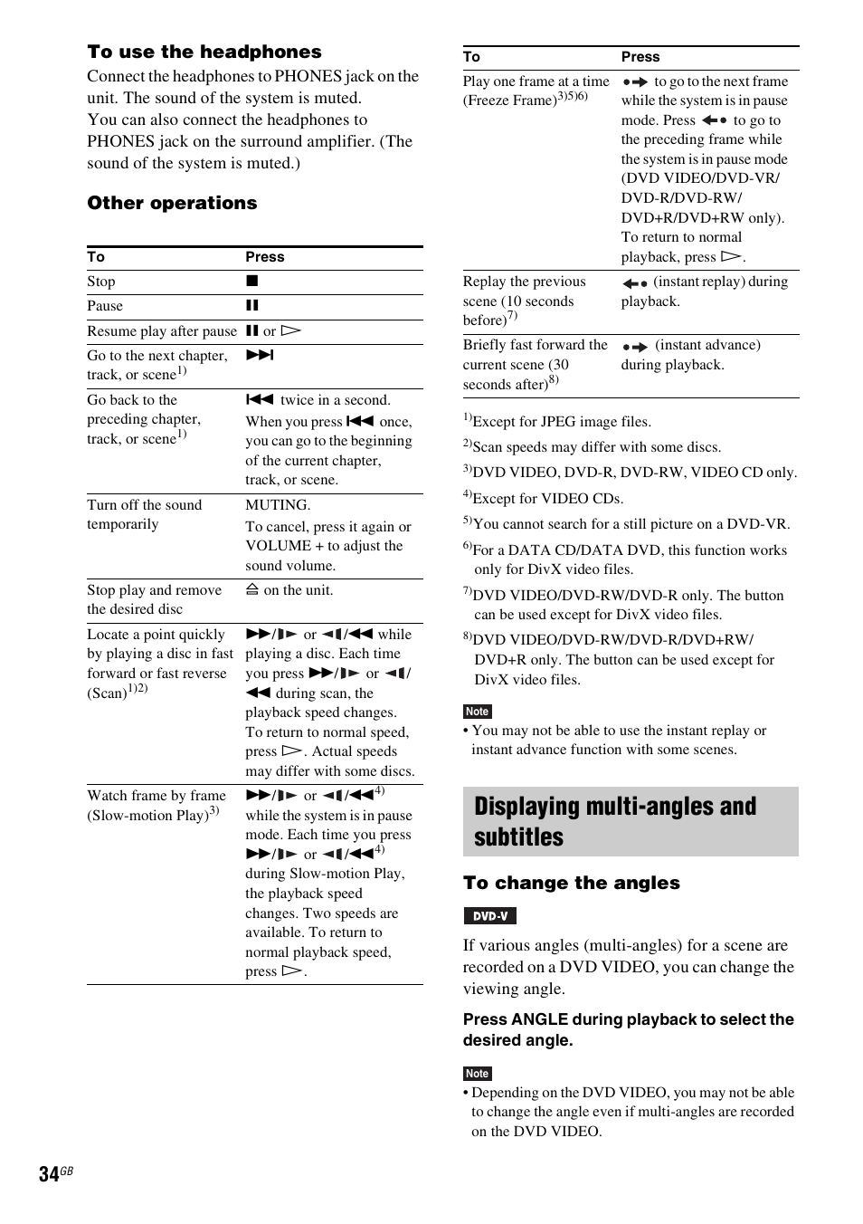 Displaying multi-angles and subtitles, Other operations | Sony 3-285-995-11(1) User Manual | Page 34 / 116