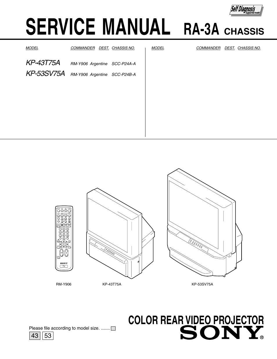 Sony KP-53SV75A User Manual | 92 pages