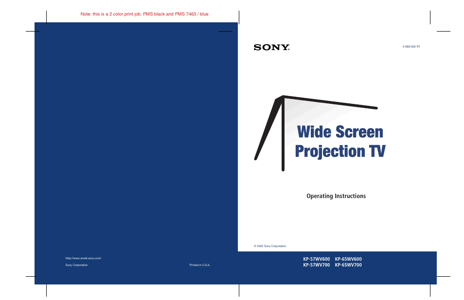 Sony KP 57WV700  EN User Manual | 101 pages