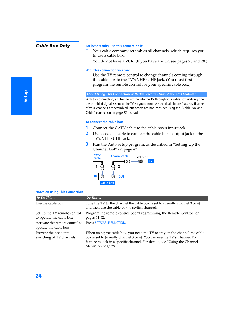 Cable box only | Sony KP 57WV700  EN User Manual | Page 25 / 101