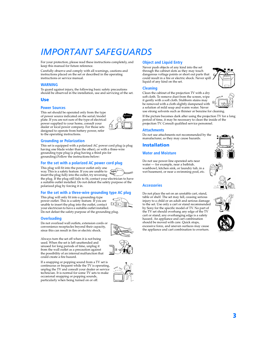 Important safeguards | Sony KP 57WV700  EN User Manual | Page 4 / 101