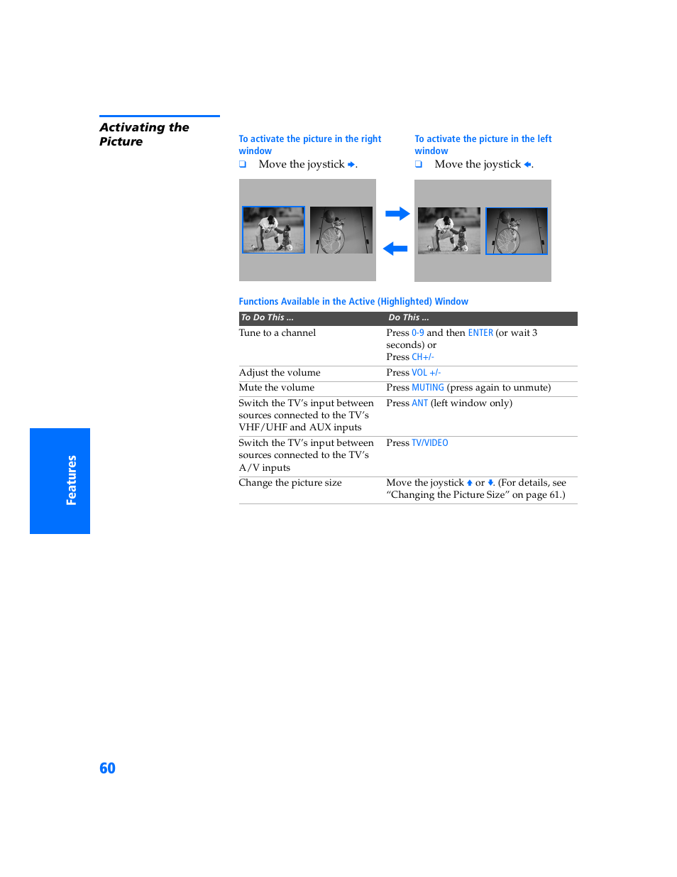 Activating the picture | Sony KP 57WV700  EN User Manual | Page 61 / 101