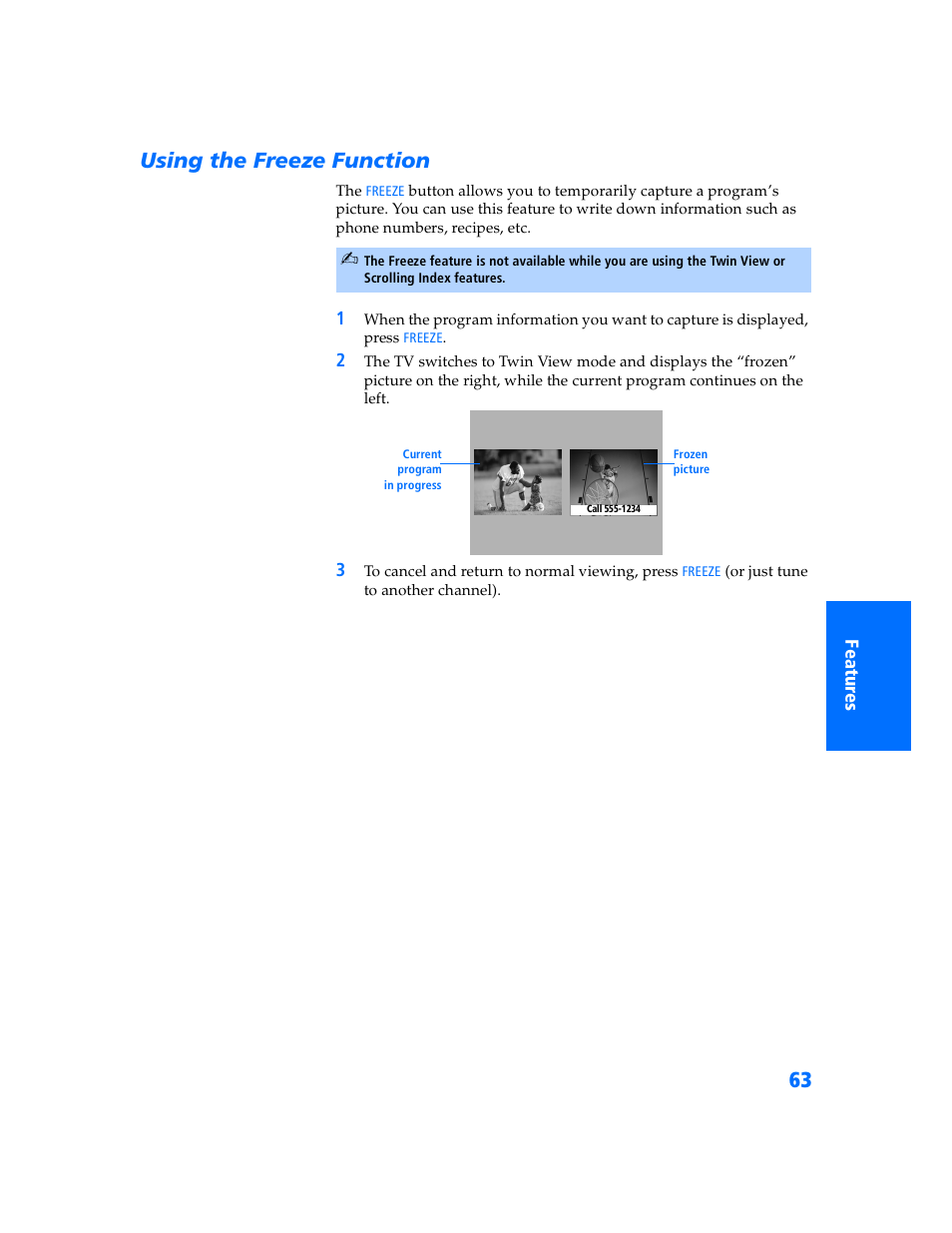 Using the freeze function | Sony KP 57WV700  EN User Manual | Page 64 / 101