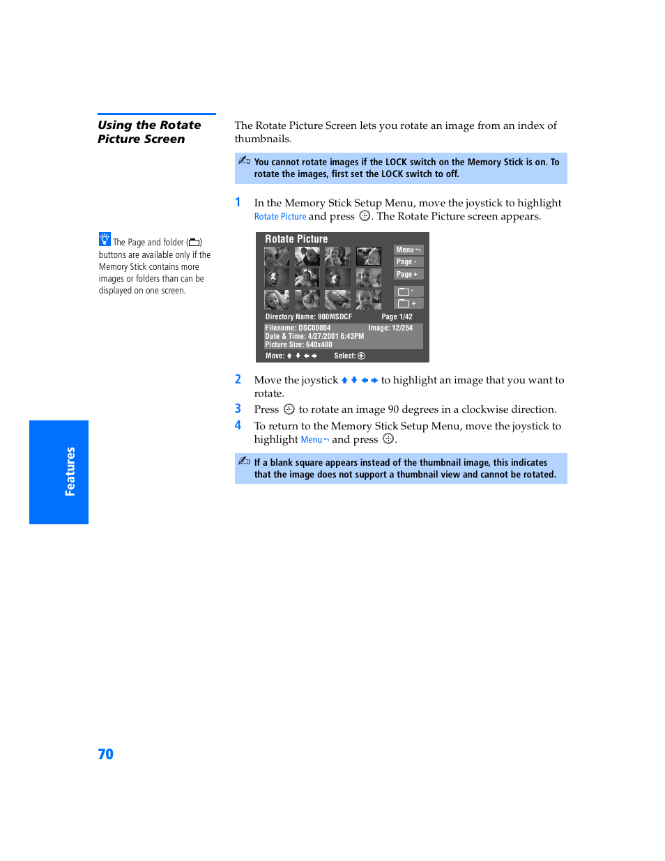 Using the rotate picture screen | Sony KP 57WV700  EN User Manual | Page 71 / 101