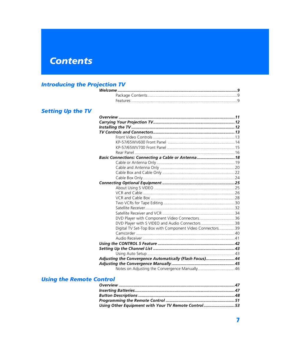 Sony KP 57WV700  EN User Manual | Page 8 / 101