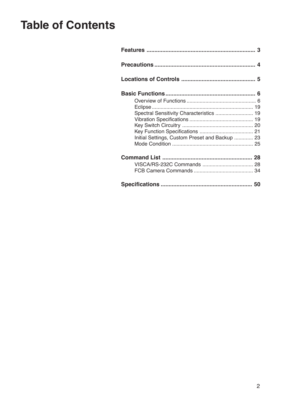 Sony FCB-EX1010 User Manual | Page 2 / 52