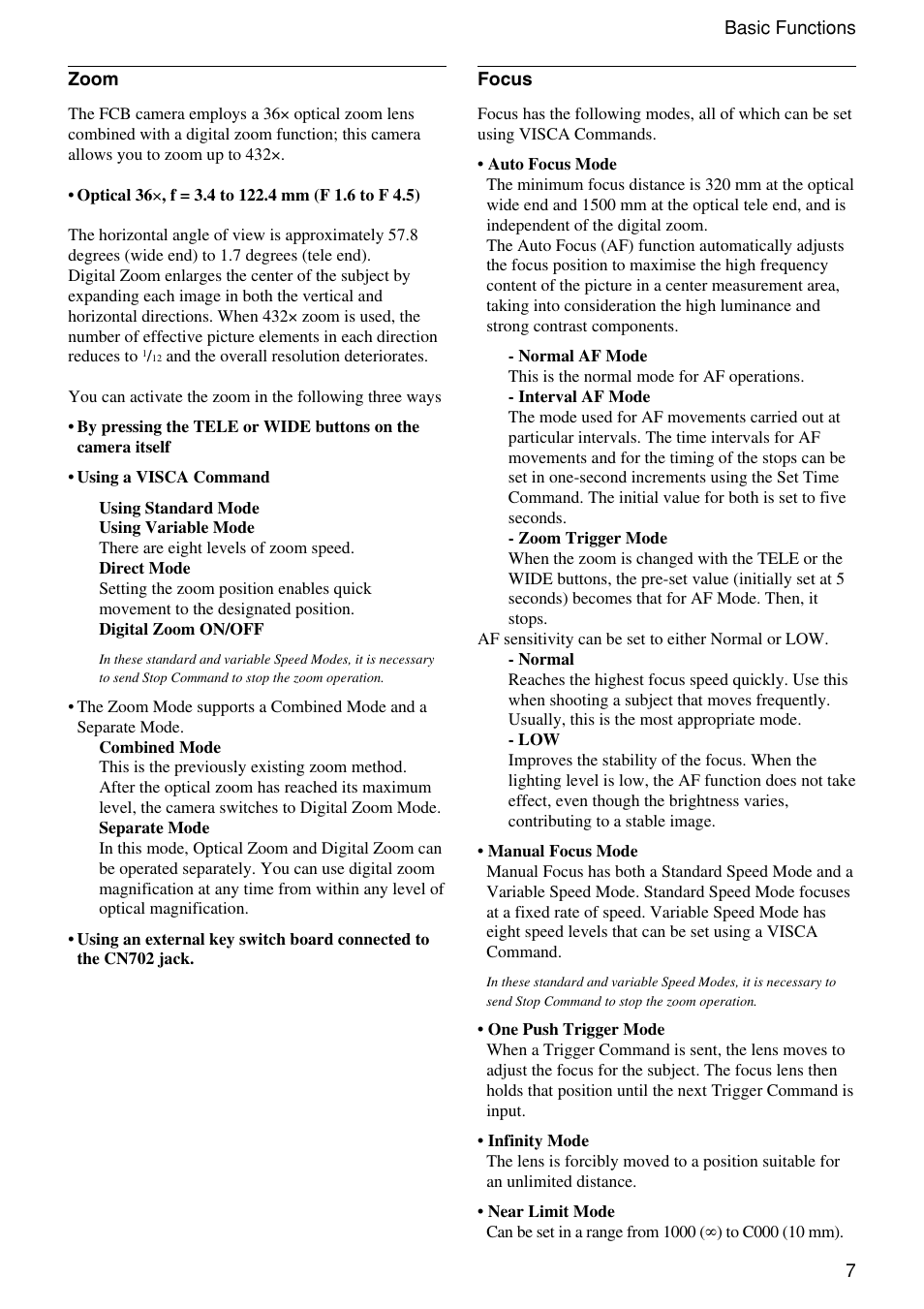 Sony FCB-EX1010 User Manual | Page 7 / 52