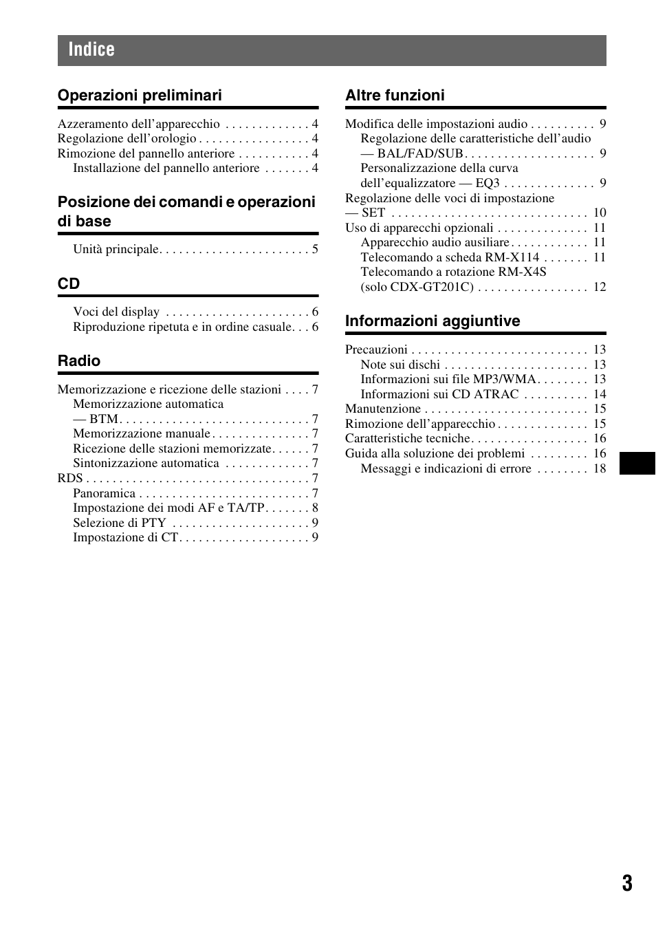 Indice | Sony CDX-GT200S User Manual | Page 55 / 92