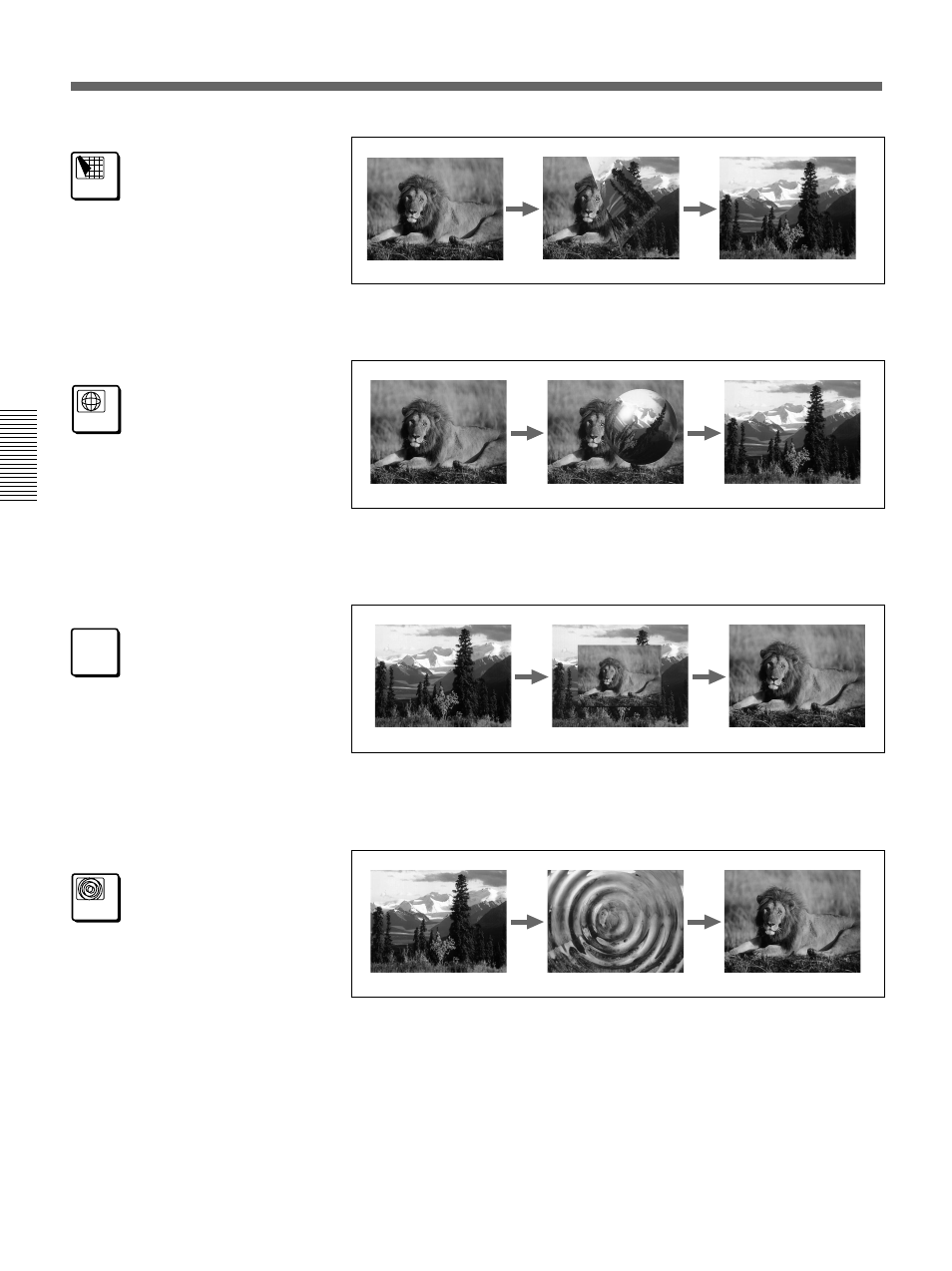Selecting an effect | Sony DFS-700 User Manual | Page 46 / 212