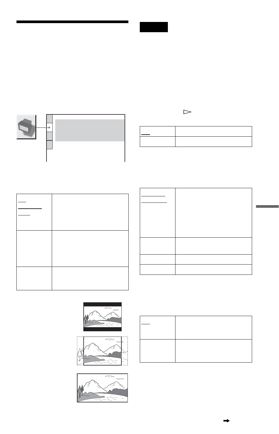 Settings for the display (screen setup), Settings for the display, Screen setup) | Tv type, Screen saver, Background, Black level | Sony DVP-NS425P User Manual | Page 55 / 68