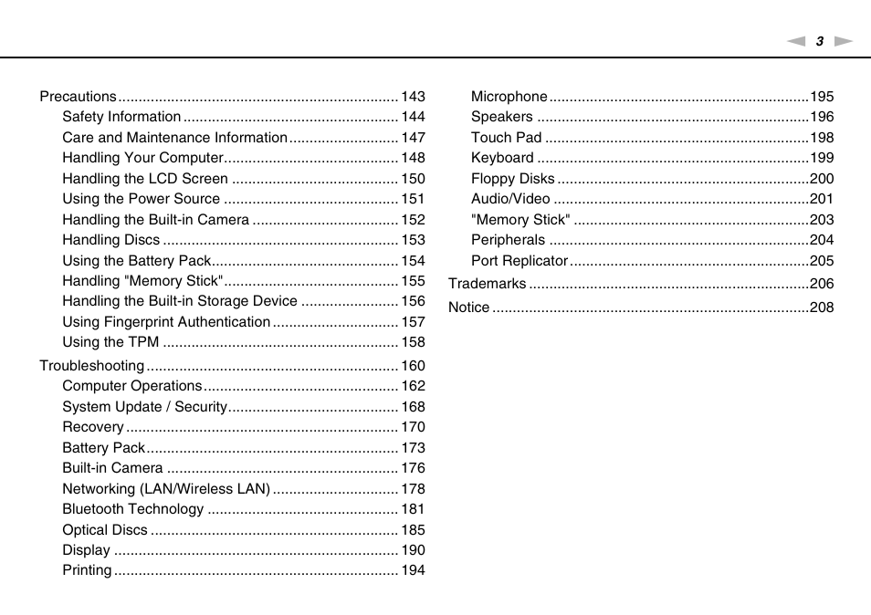 Sony VAIO VPCZ12 SERIES User Manual | Page 3 / 209