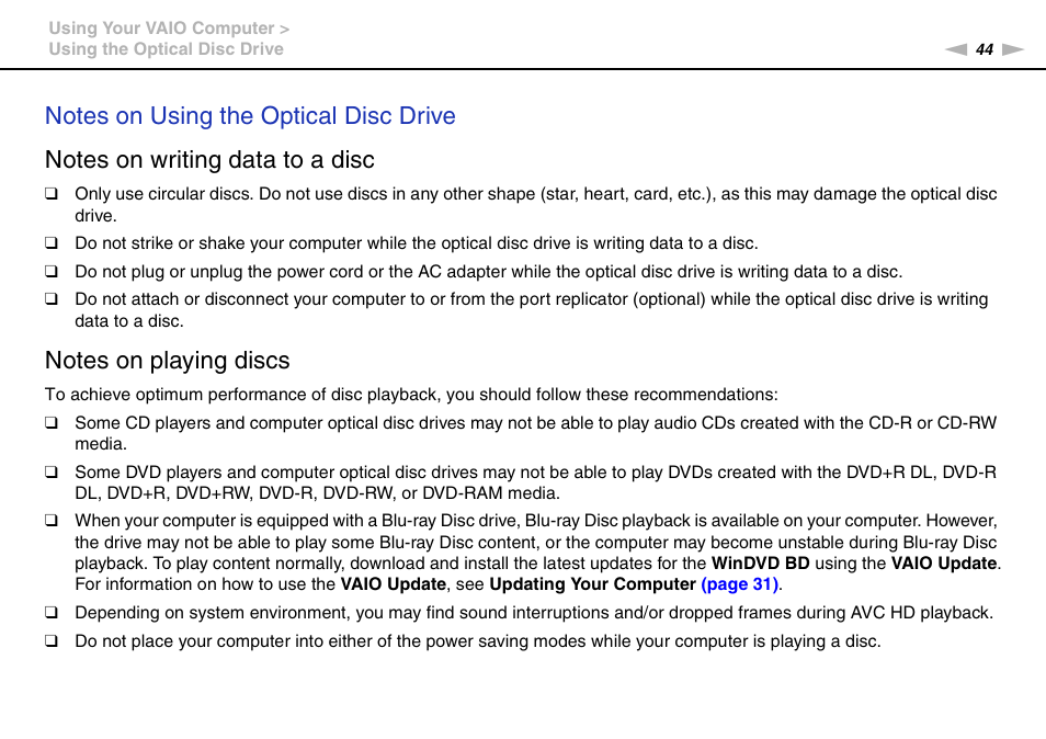 Sony VAIO VPCZ12 SERIES User Manual | Page 44 / 209
