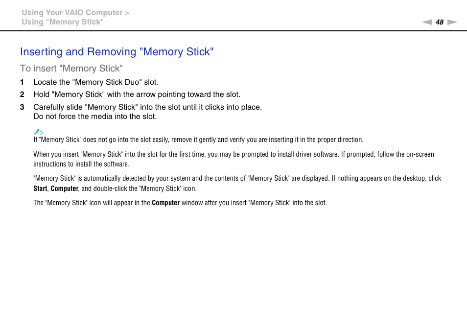 Sony VAIO VPCZ12 SERIES User Manual | Page 48 / 209