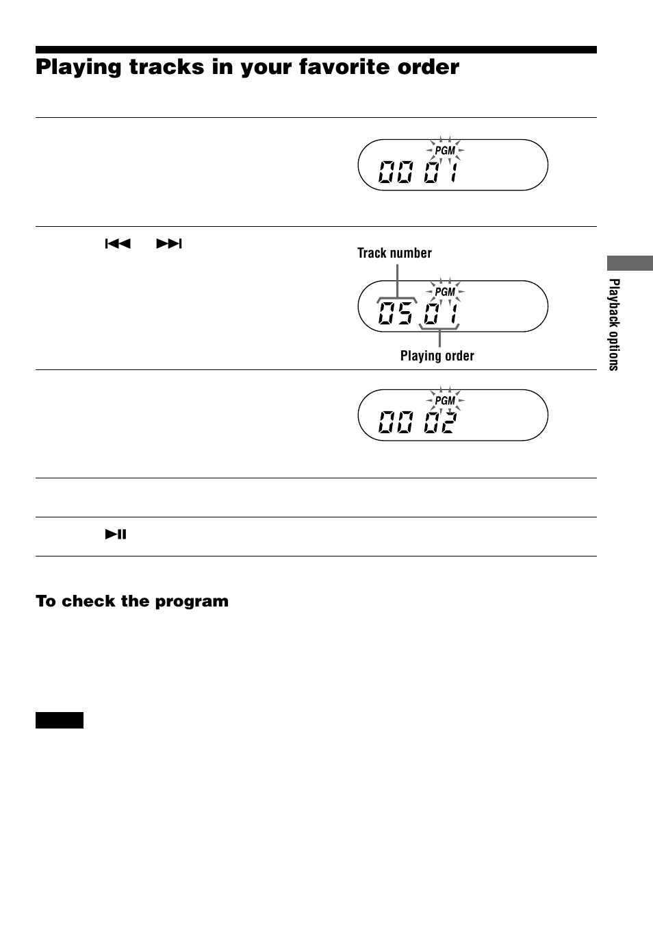 Playing tracks in your favorite order (pgm play), Playing tracks in your favorite order, Pgm play) | Sony D-SJ15 User Manual | Page 11 / 24