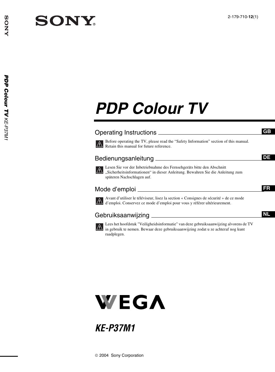 Sony KE-P37M1 User Manual | 204 pages