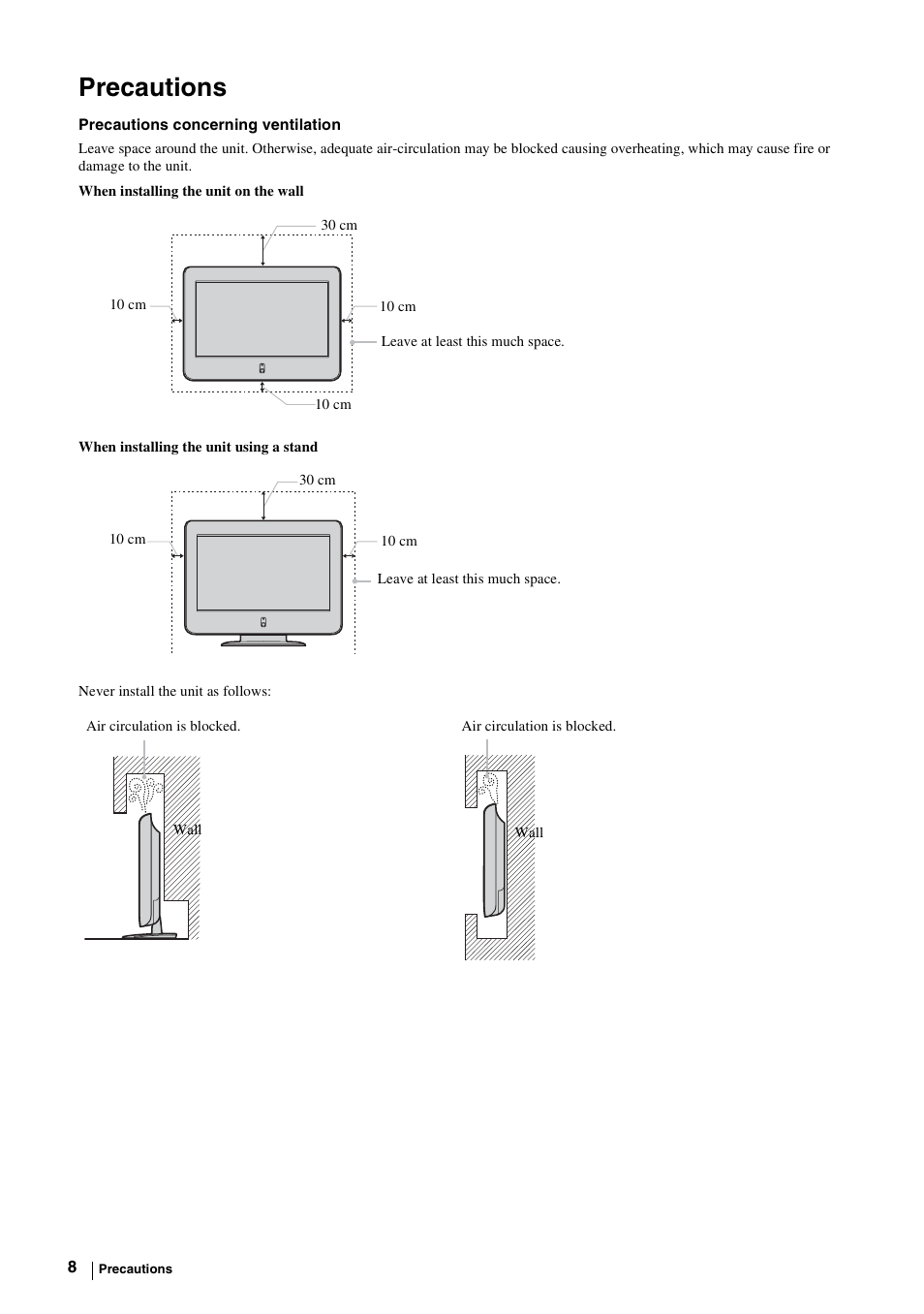 Precautions | Sony KE-P37M1 User Manual | Page 10 / 204