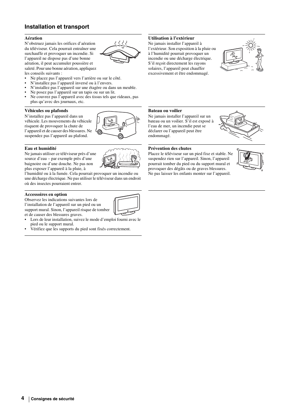 Installation et transport | Sony KE-P37M1 User Manual | Page 106 / 204