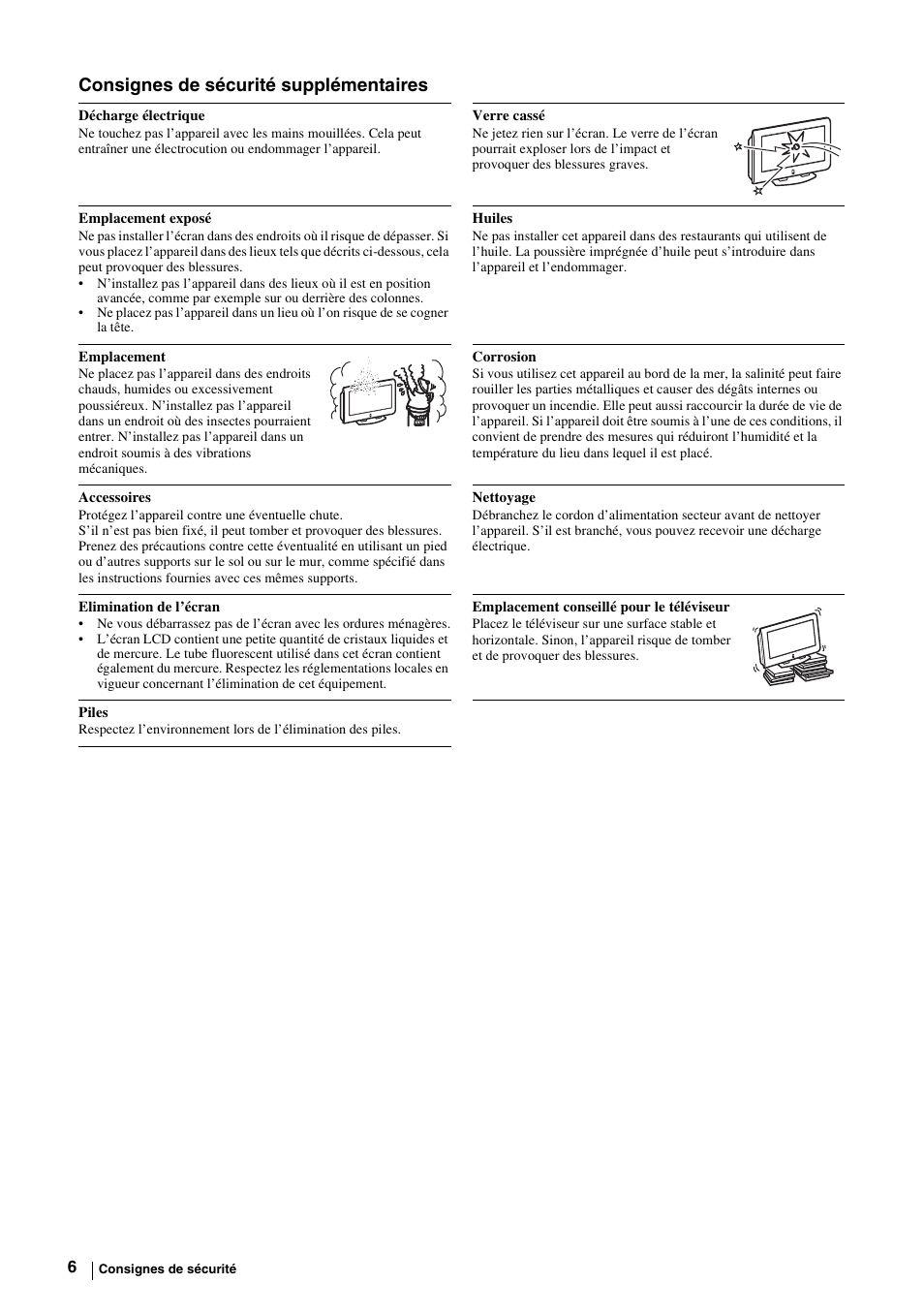 Consignes de sécurité supplémentaires | Sony KE-P37M1 User Manual | Page 108 / 204