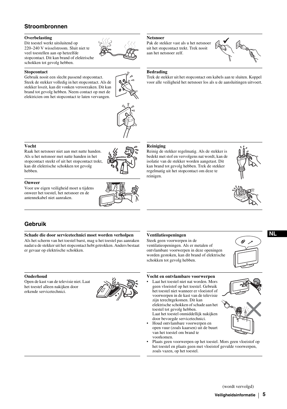 Nl stroombronnen gebruik | Sony KE-P37M1 User Manual | Page 159 / 204