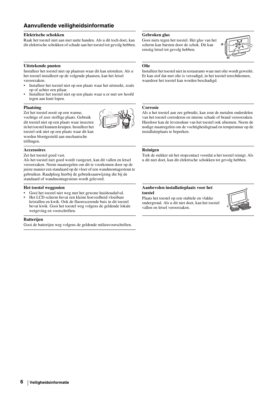 Aanvullende veiligheidsinformatie | Sony KE-P37M1 User Manual | Page 160 / 204