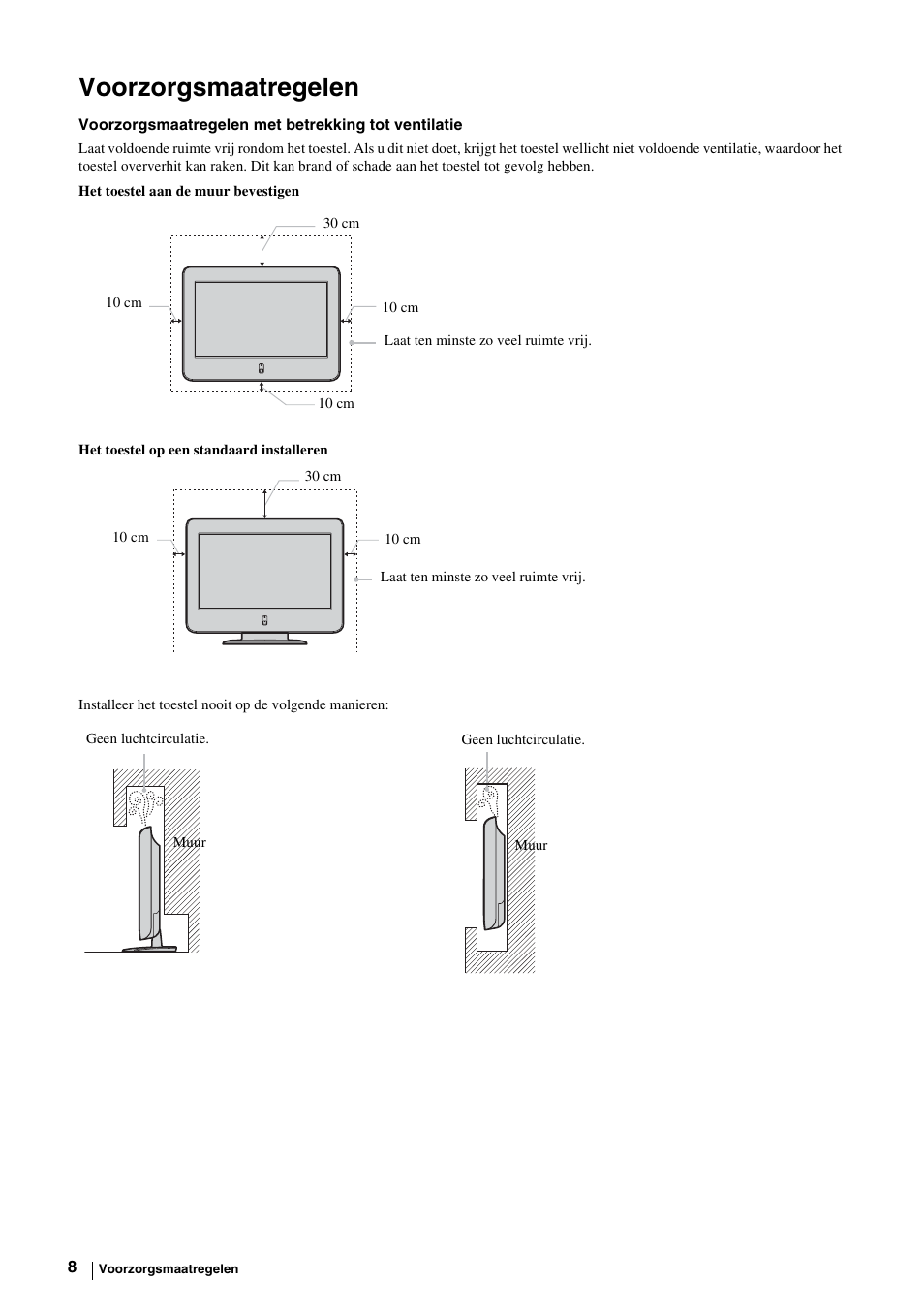 Voorzorgsmaatregelen | Sony KE-P37M1 User Manual | Page 162 / 204