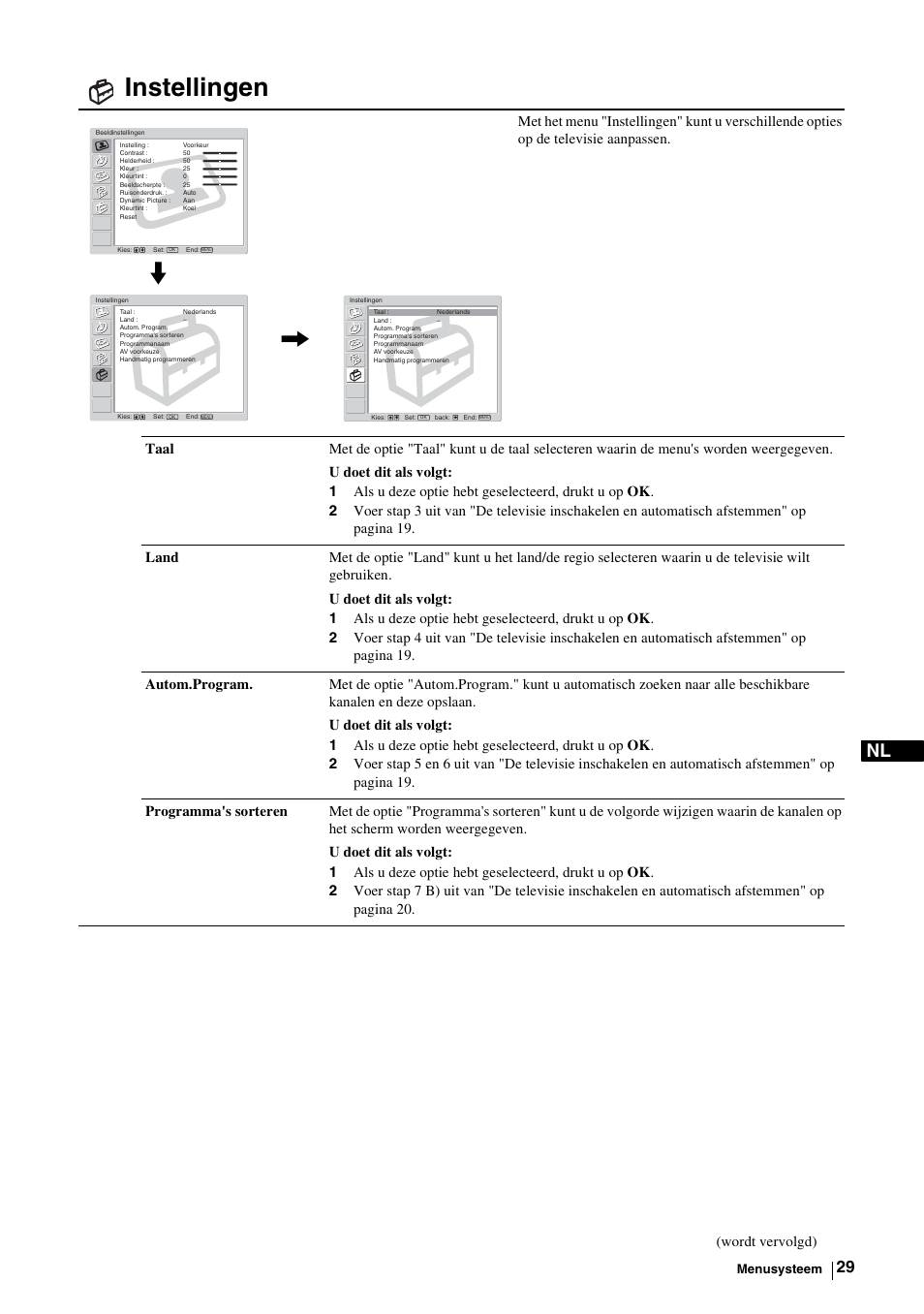 Instellingen, Wordt vervolgd) | Sony KE-P37M1 User Manual | Page 183 / 204