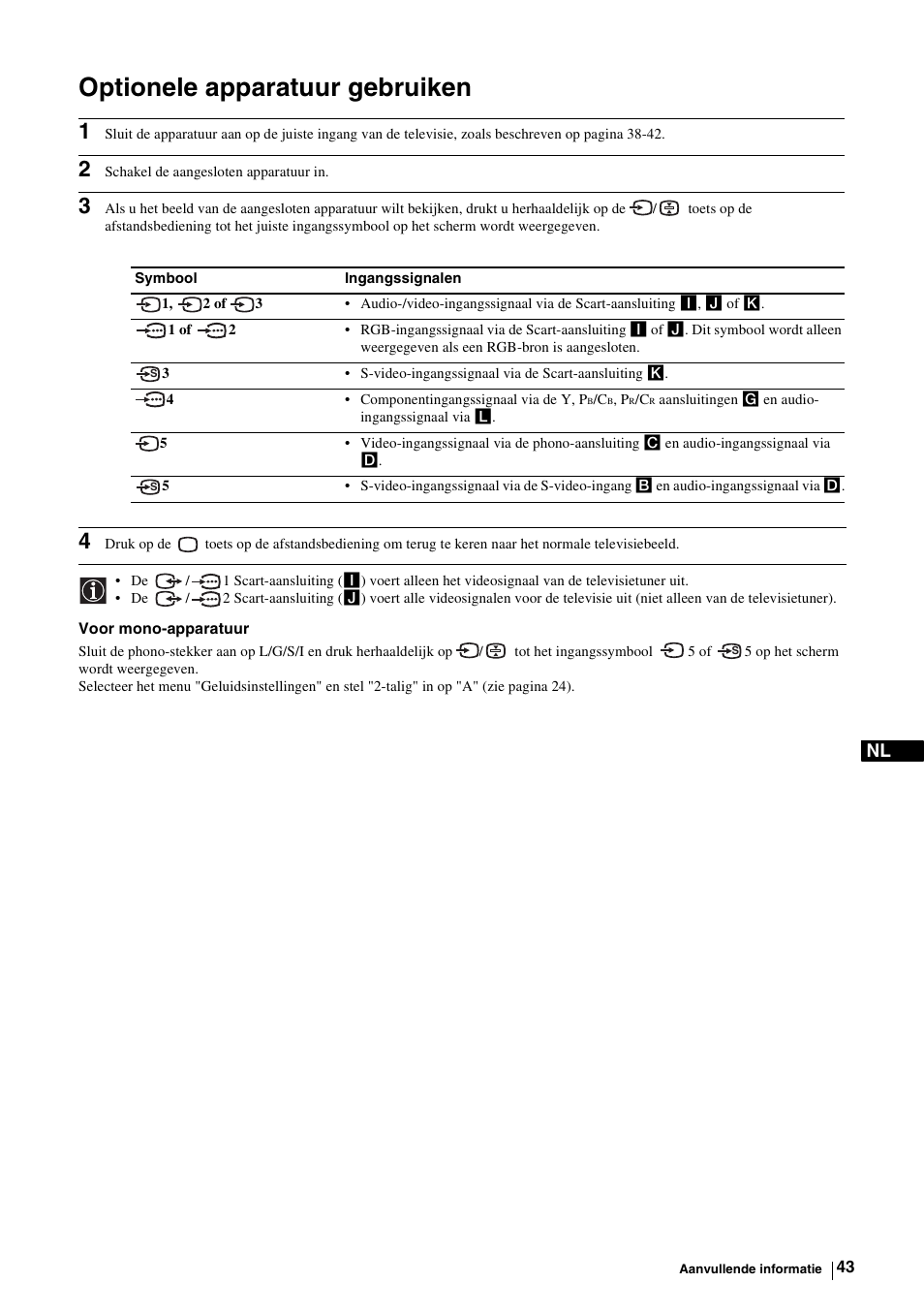 Optionele apparatuur gebruiken | Sony KE-P37M1 User Manual | Page 197 / 204