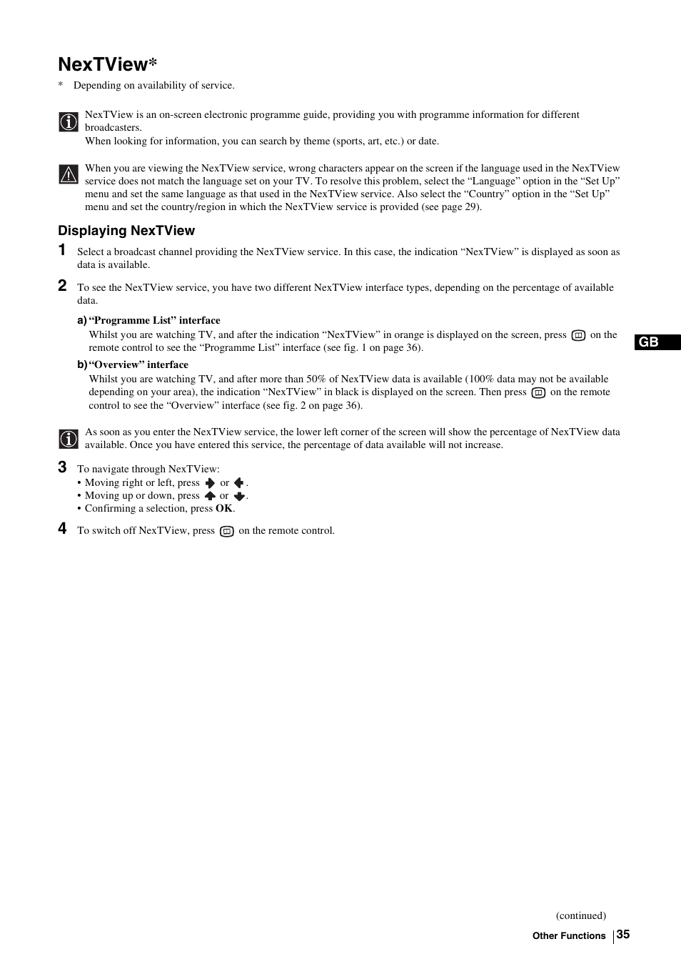 Nextview | Sony KE-P37M1 User Manual | Page 37 / 204