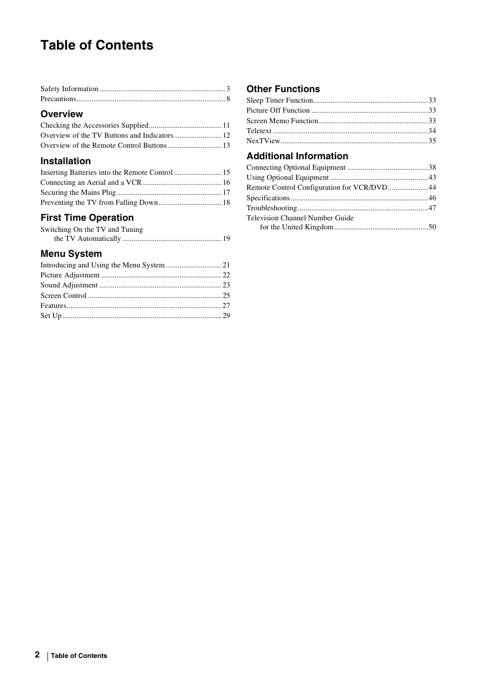 Sony KE-P37M1 User Manual | Page 4 / 204