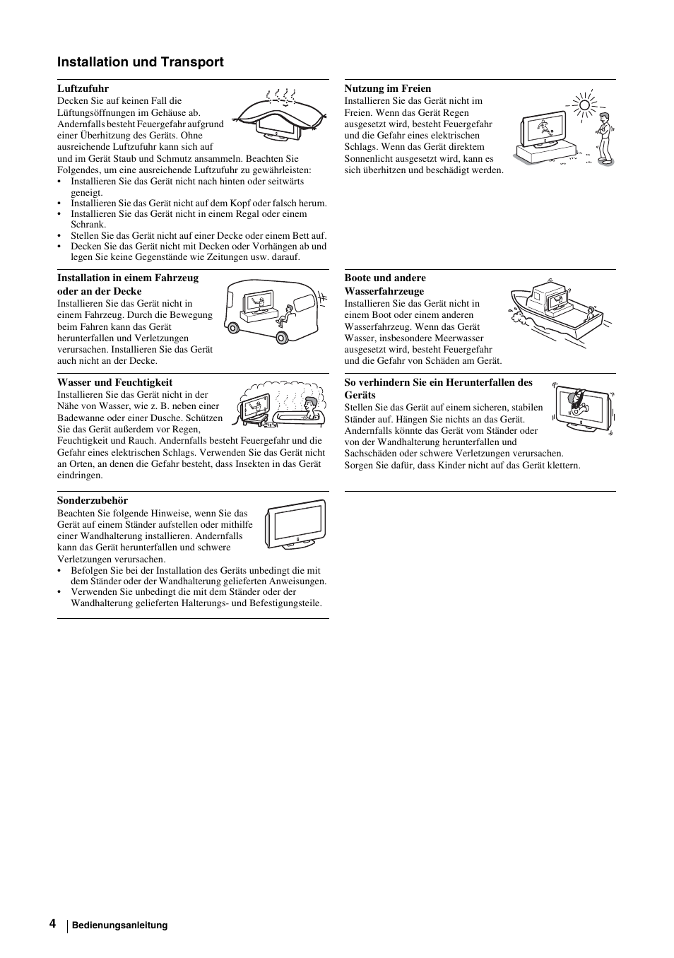 Installation und transport | Sony KE-P37M1 User Manual | Page 56 / 204