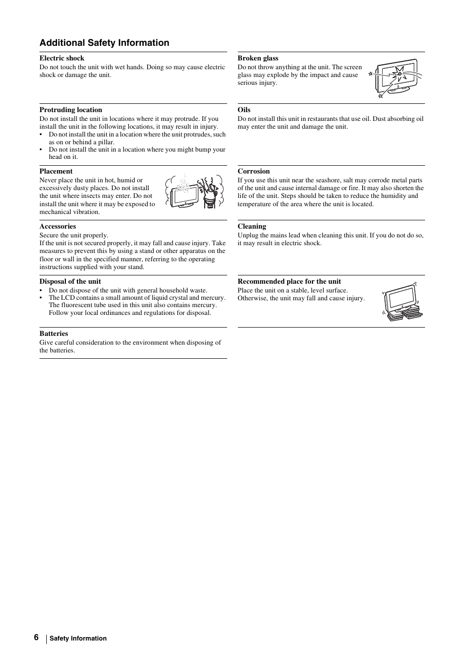 Additional safety information | Sony KE-P37M1 User Manual | Page 8 / 204