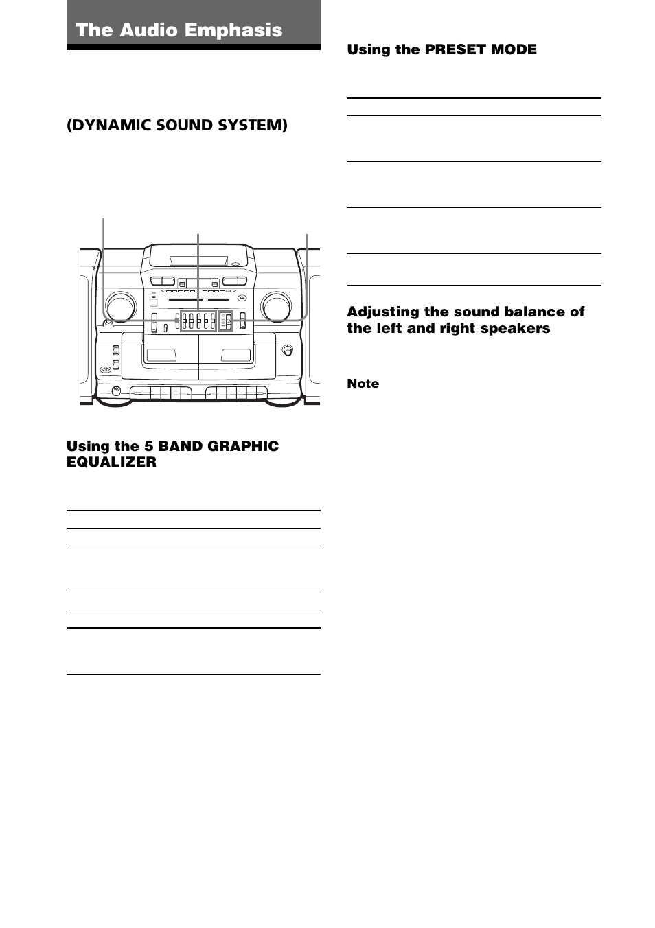 The audio emphasis, Selecting the audio emphasis | Sony CFD-CD777S MK2 User Manual | Page 18 / 56