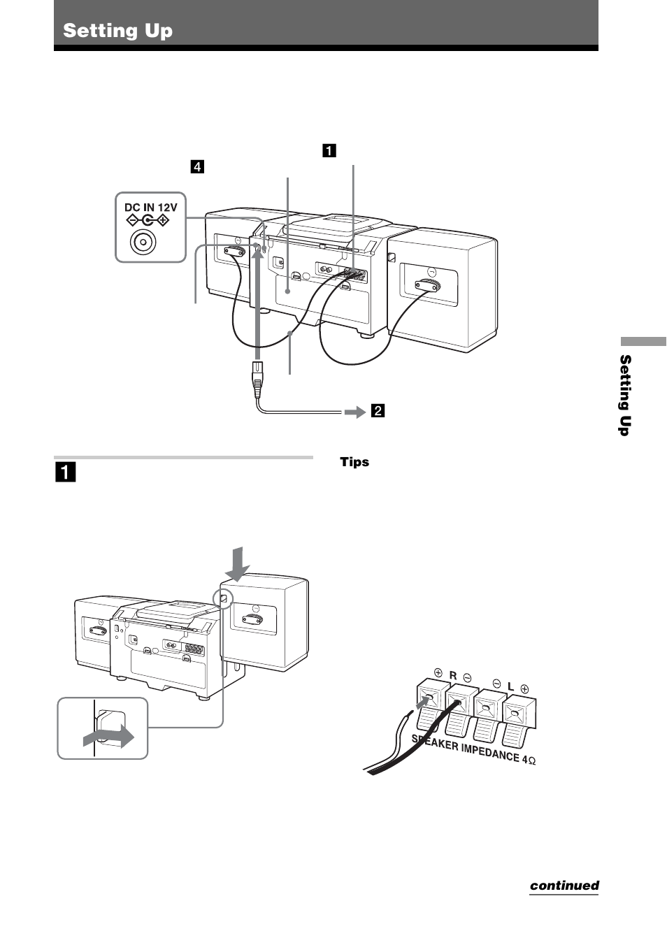 Setting up, Choosing the power sources | Sony CFD-CD777S MK2 User Manual | Page 19 / 56