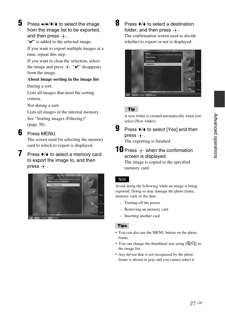 Sony DPF-E75 User Manual | Page 27 / 48