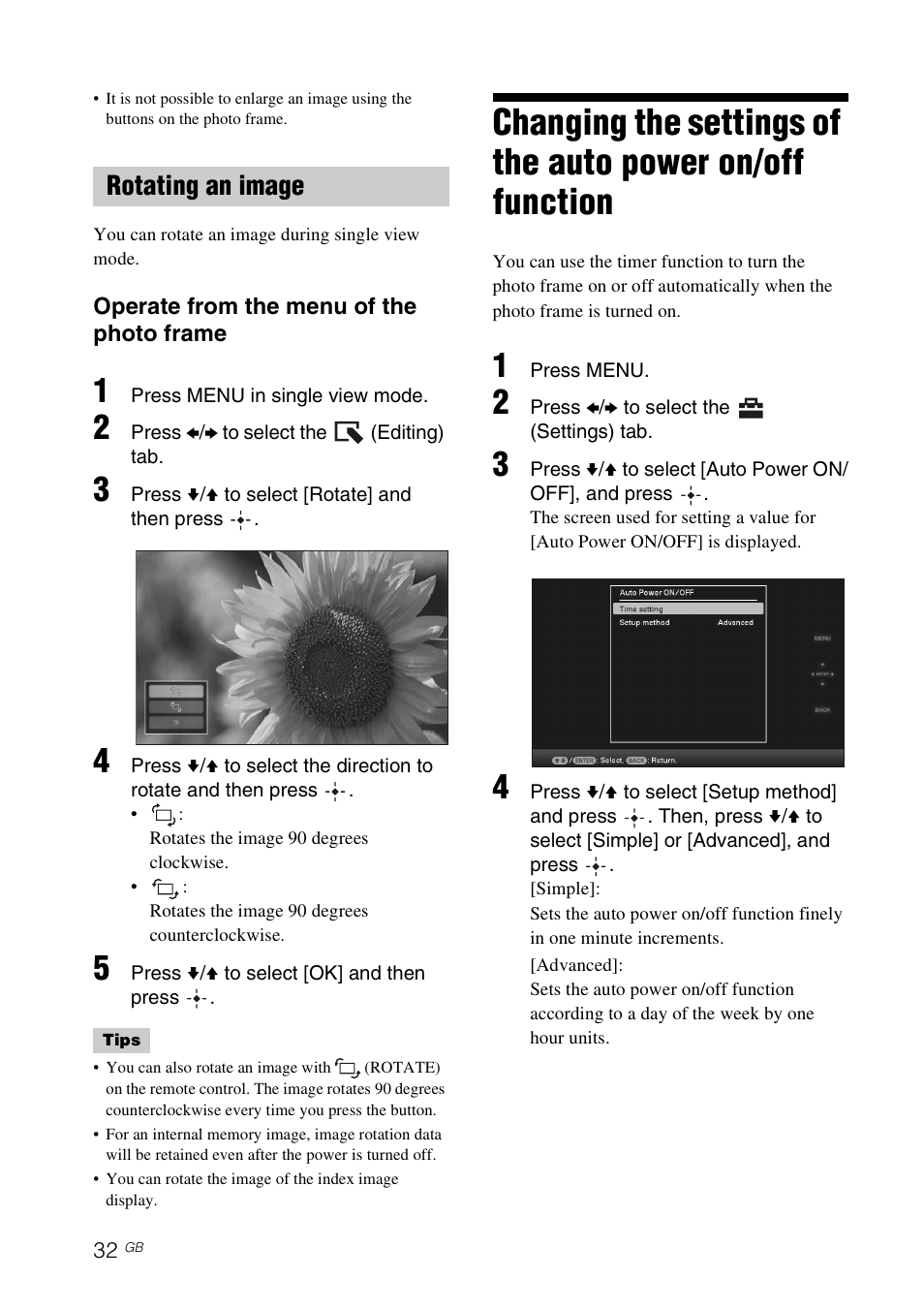 Rotating an image | Sony DPF-E75 User Manual | Page 32 / 48