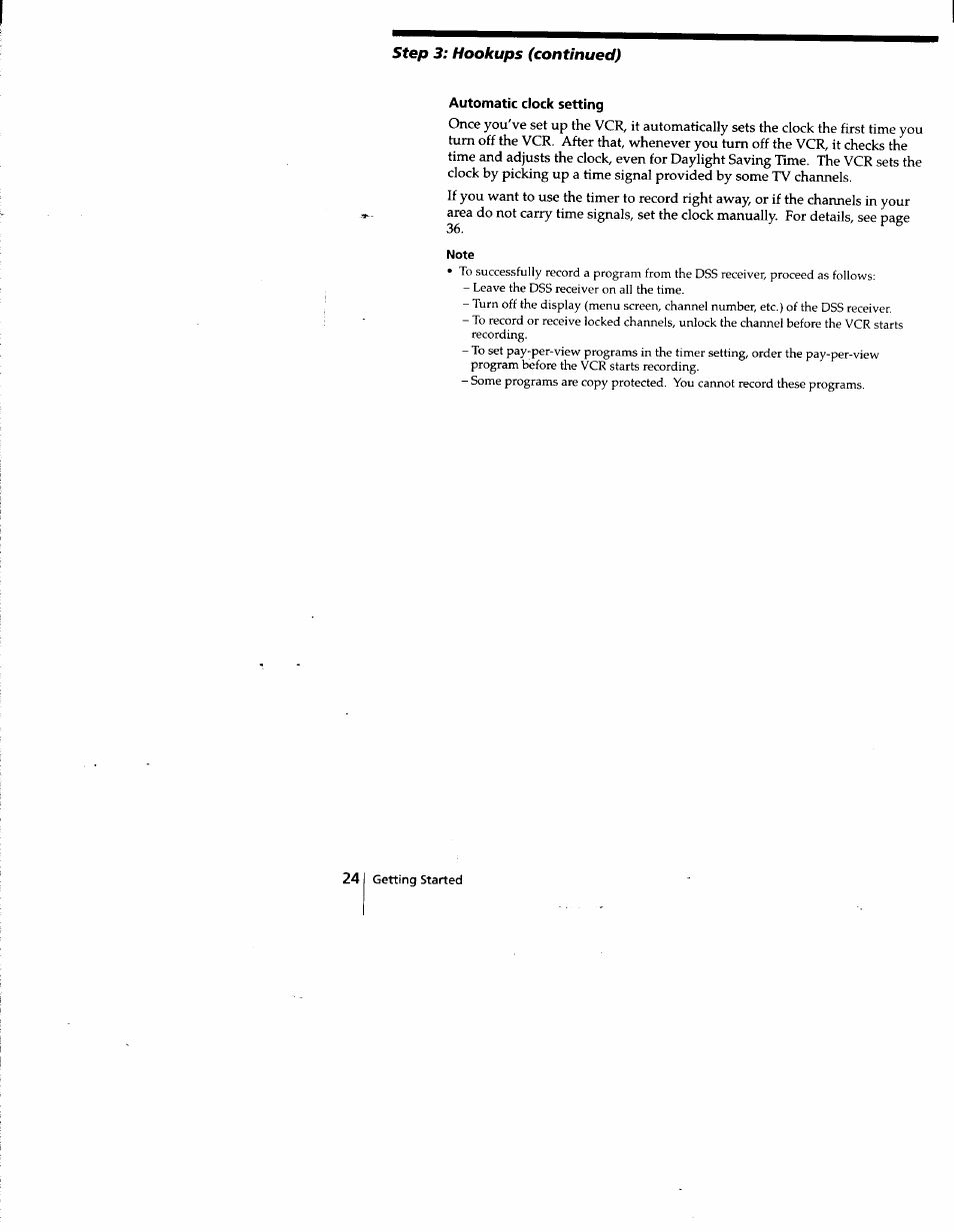 Automatic clock setting, Step 3: hookups (continued) | Sony SLV-778HF User Manual | Page 24 / 88