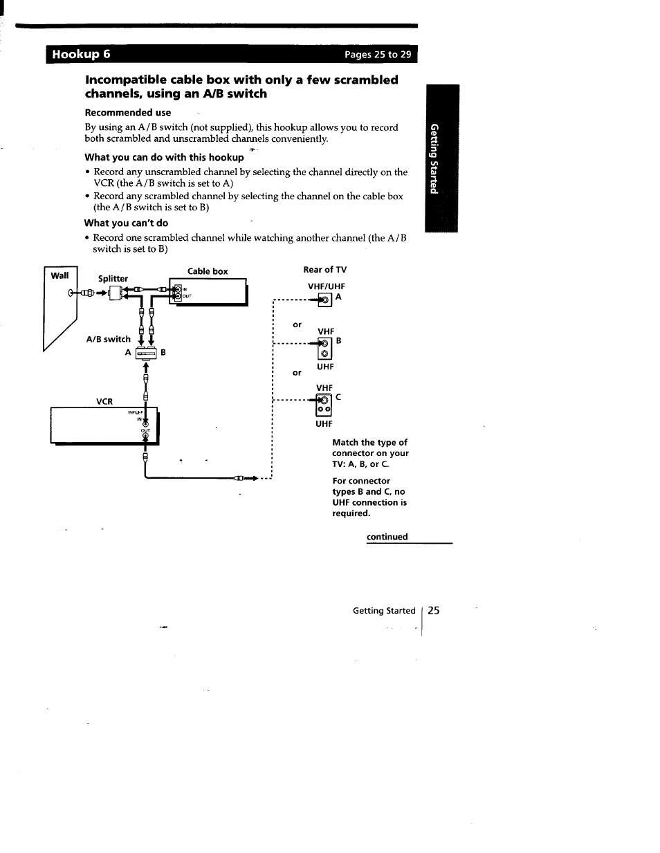 Recommended use, What you can do with this hookup, What you can't do | Hookup 6 | Sony SLV-778HF User Manual | Page 25 / 88