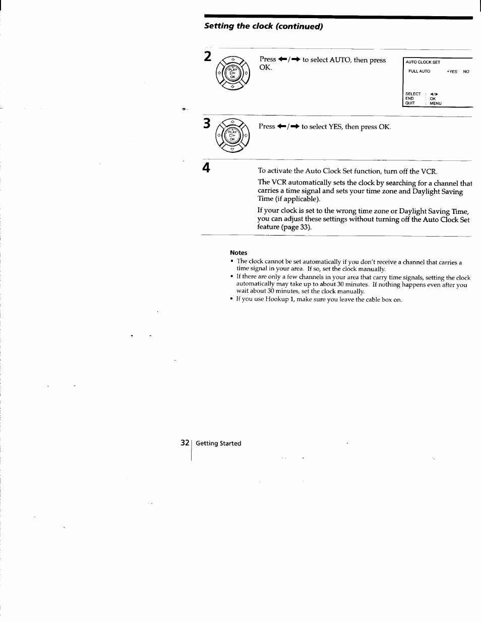 Setting the clock (continued) | Sony SLV-778HF User Manual | Page 32 / 88