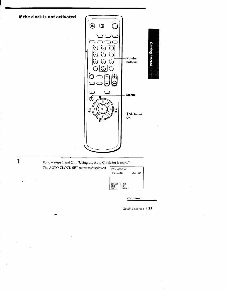 If the clock is not activated | Sony SLV-778HF User Manual | Page 33 / 88