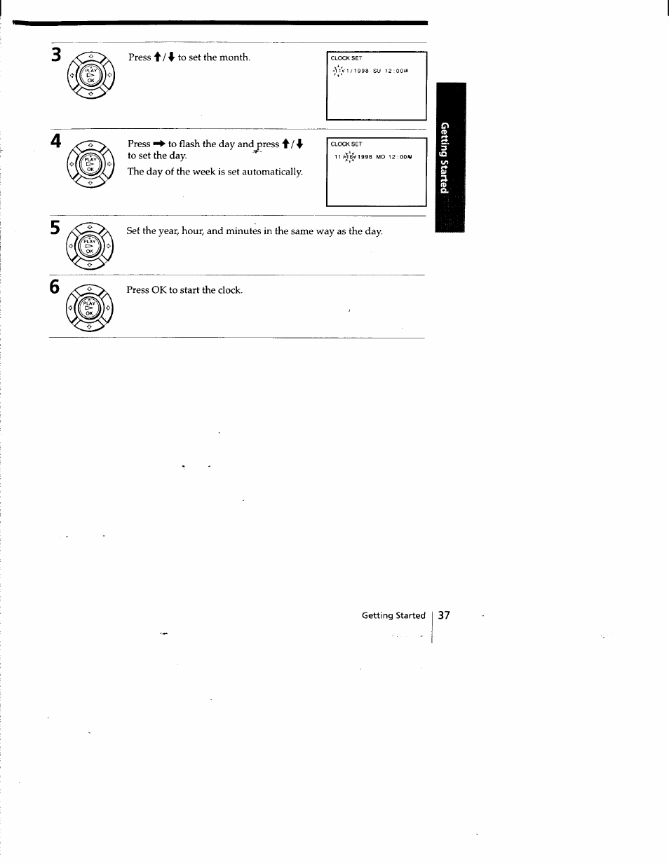 Press 4^ to set the month, Press ^ to flash the day and press | Sony SLV-778HF User Manual | Page 37 / 88