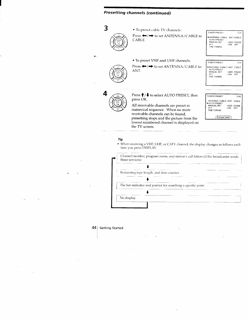 Presetting channels (continued) | Sony SLV-778HF User Manual | Page 44 / 88