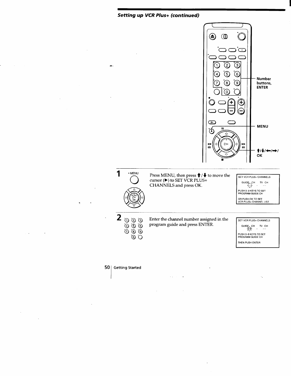 Setting up vcr plus* (continued) | Sony SLV-778HF User Manual | Page 50 / 88