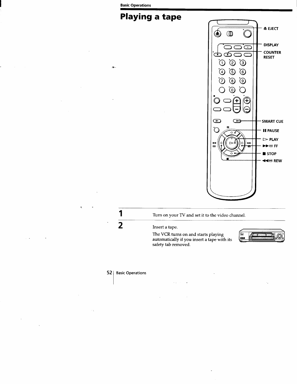 Playing a tape | Sony SLV-778HF User Manual | Page 52 / 88