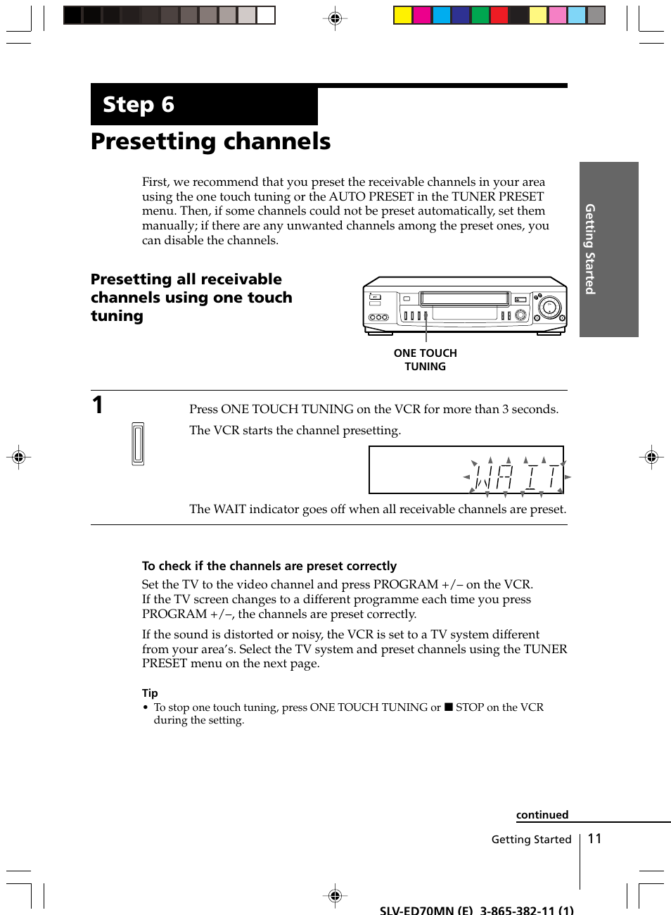 Presetting channels, Step 6 | Sony SLV-ED70MN User Manual | Page 11 / 55