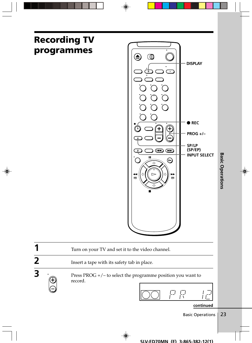 Recording tv programmes | Sony SLV-ED70MN User Manual | Page 23 / 55