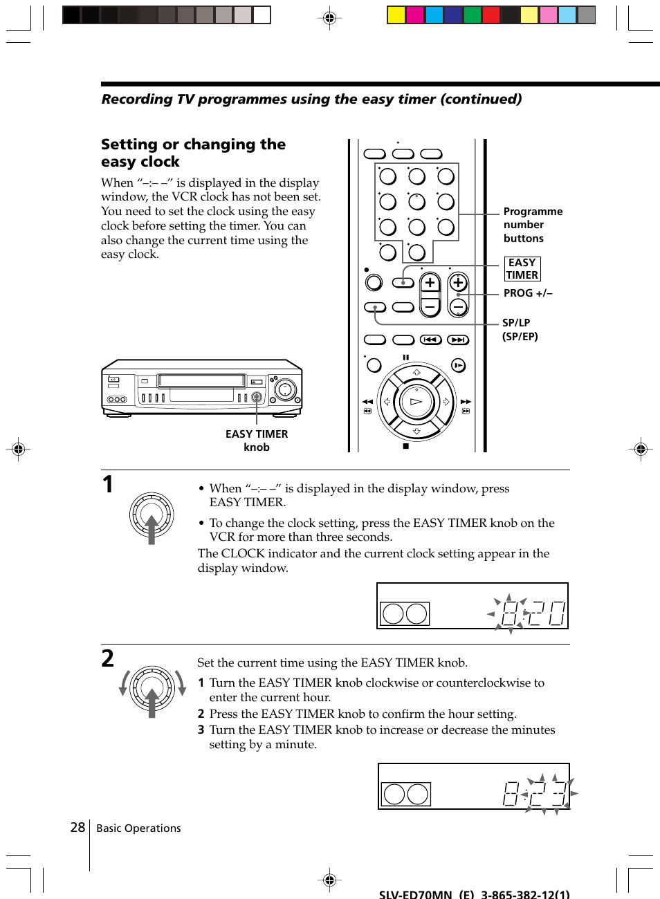 Setting or changing the easy clock | Sony SLV-ED70MN User Manual | Page 28 / 55