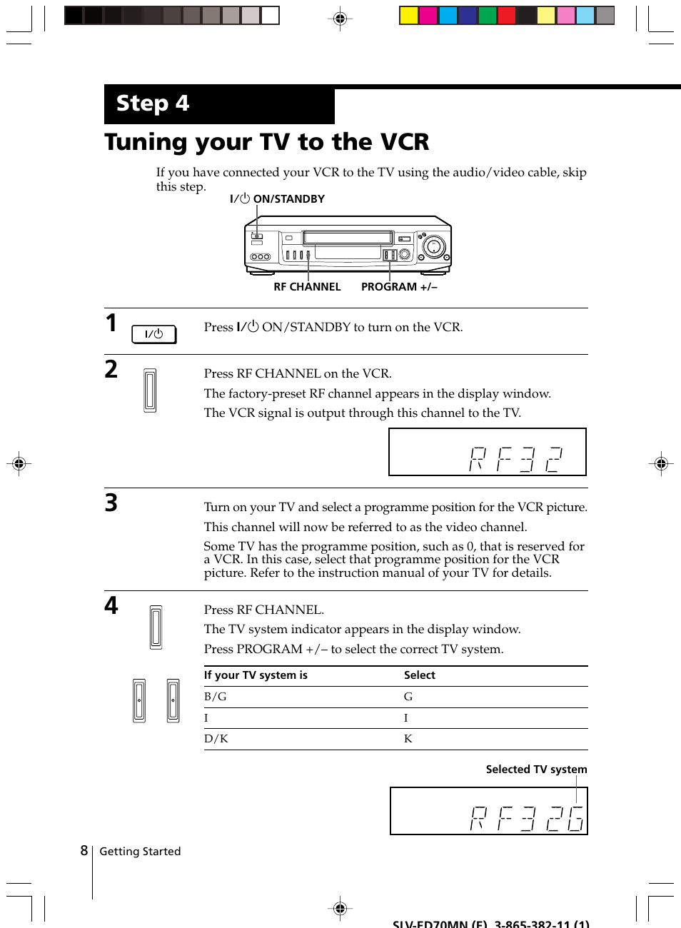 Tuning your tv to the vcr, Step 4 | Sony SLV-ED70MN User Manual | Page 8 / 55